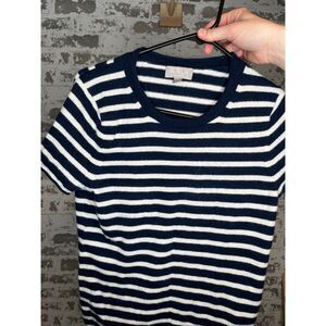 J. Crew | women navy blue striped cashmere sweater